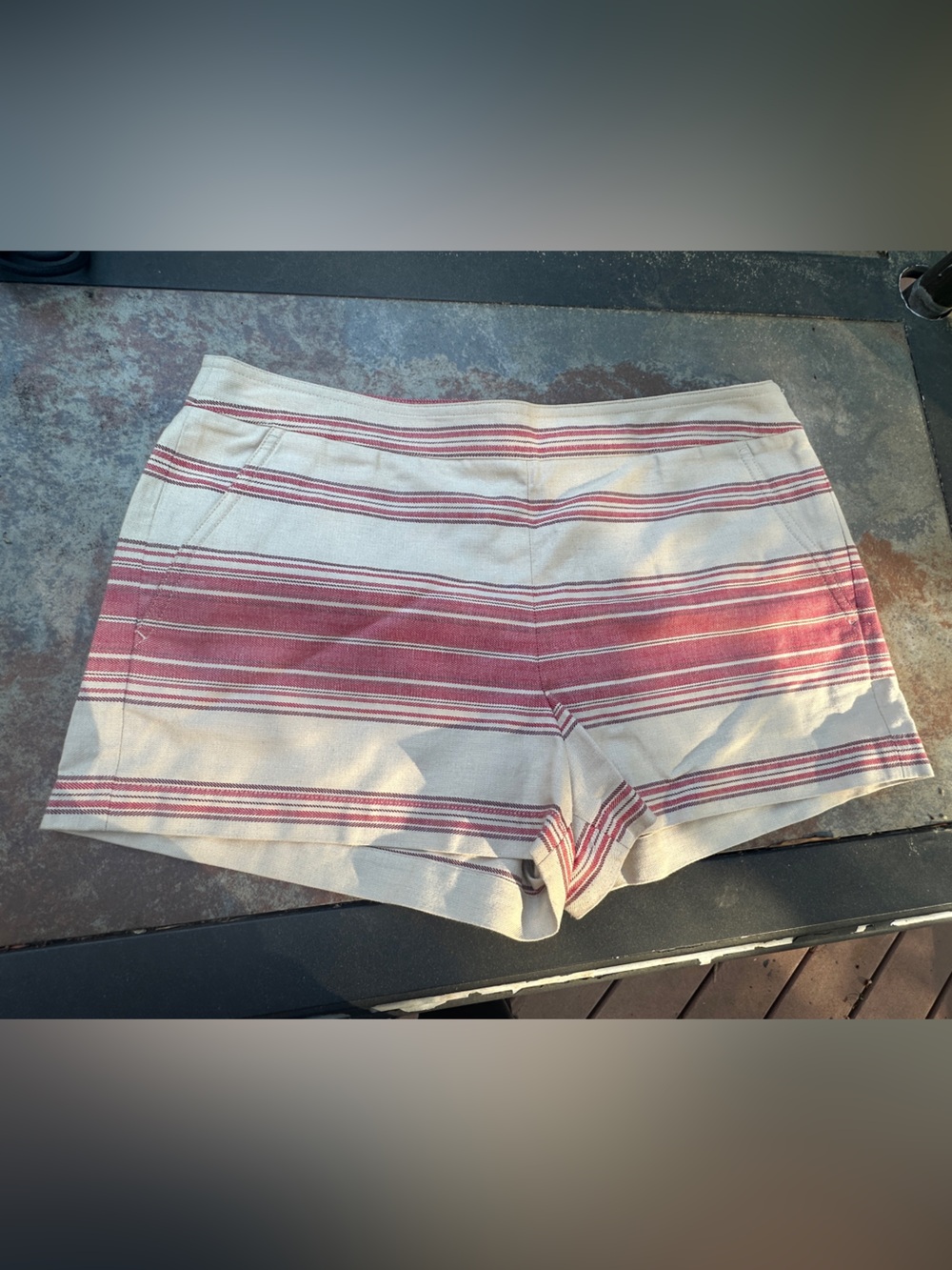 BCBGMaxAzria Red and Cream Striped Mini Skirt